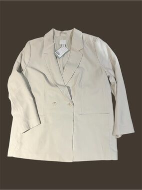 H&M Double-Breasted L Tan Blazer Jacket NEW